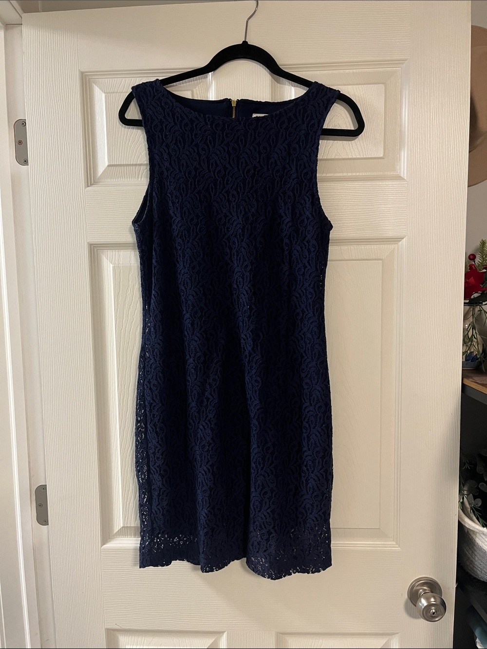 twik Navy Lace Sleeveless Sheath Dress